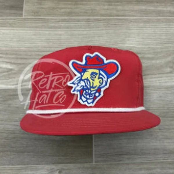 Retro Ole Miss Colonel Reb on Red Poly Rope Hat