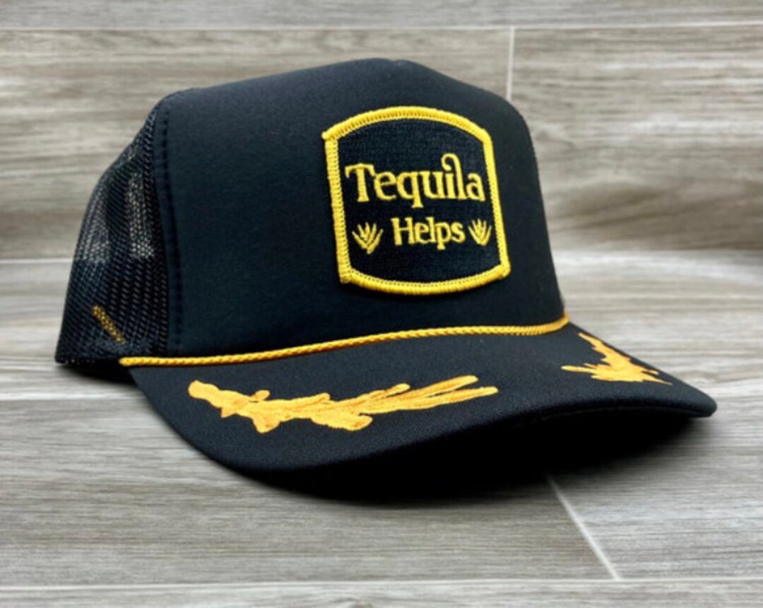 Tequila Helps Patch on Oak Leaf Trucker Hat snapback / Meshback / Scrambled Eggs Etsy