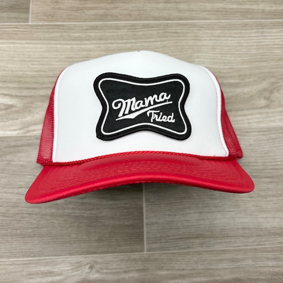Retro Vintage Style Rebel Funny Hat Mama Tried Trucker Mesh Snapback White USA E Mama Tried Vintage Trucker Caps || Lessons Learned, Proudly  main image 4
