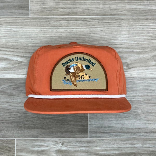 Retro Ducks Unlimited on Orange Retro Poly Rope Hat