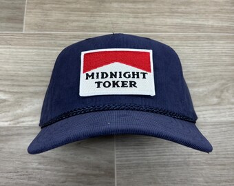 Midnight Toker Patch on Navy Blue Corduroy Retro Rope Hat