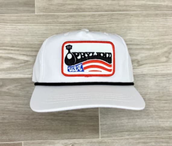 Opryland Nashville on White Retro Snapback Hat w/Black Rope