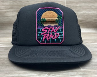 Stay Rad Sunset on Black Meshback Trucker Hat