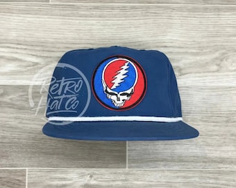 Grateful Dead Lightning Skull (Steal Your Face) Aufnäher auf Retro Poly Rope Hut