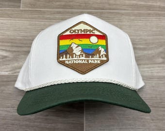Olympic Nat’l Park on on 2-Tone Tall White Rope Hat w/Green Brim