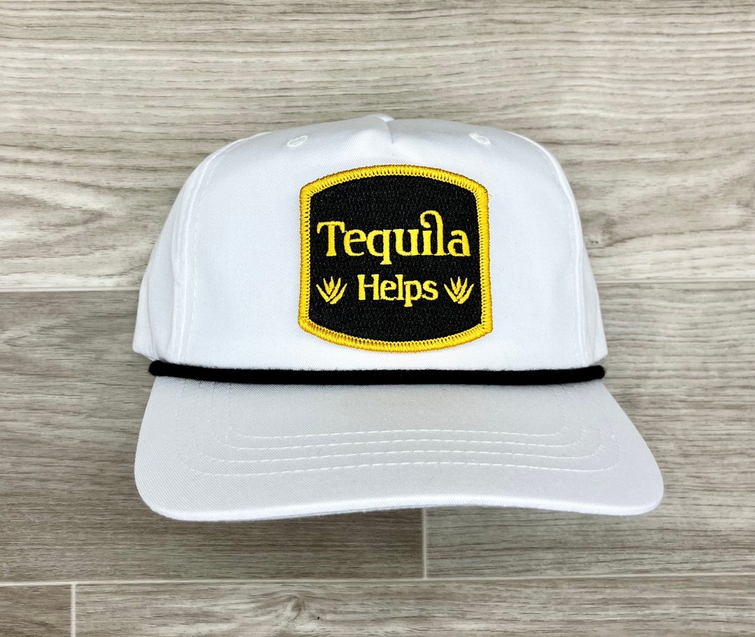 Tequila Helps Patch on White Retro Hat W/black Rope Etsy