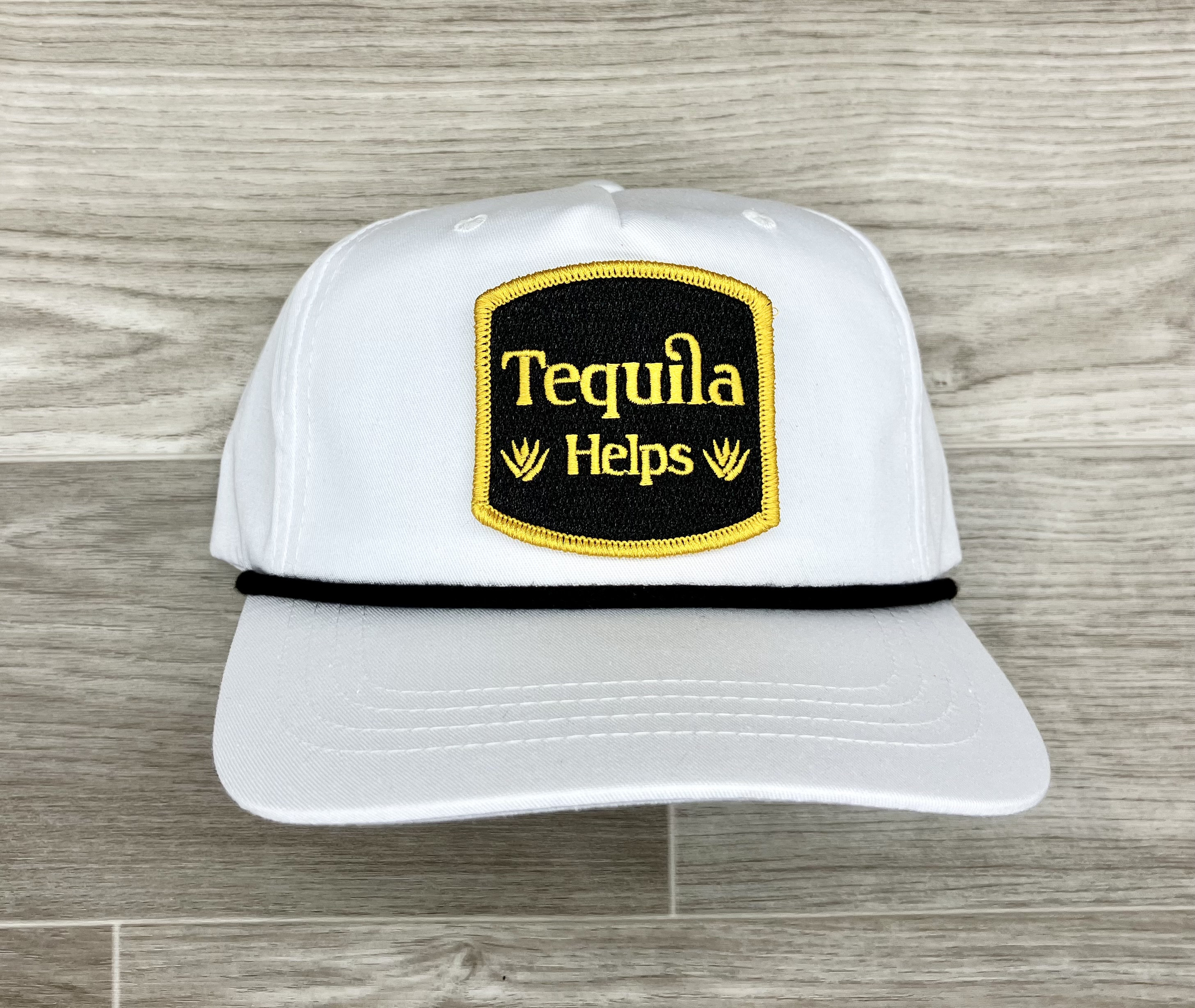 Tequila Helps Patch on White Retro Hat W/black Rope Etsy