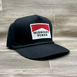 Midnight Toker-patch op hoge zwarte retro-touwhoed