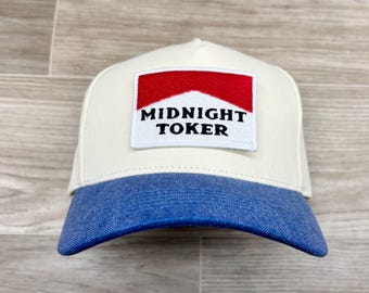 Midnight Toker Patch on Natural/Blue Denim 2-Tone Retro SnapBack Hat