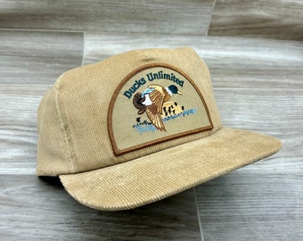 Retro Ducks Unlimited Patch on Tan Corduroy Hat