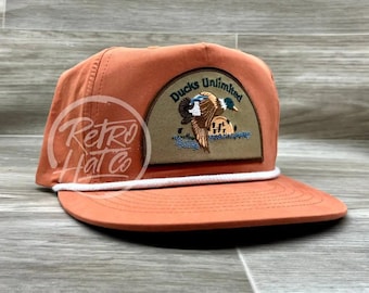 Retro Ducks Unlimited on Orange Retro Poly Rope Hat