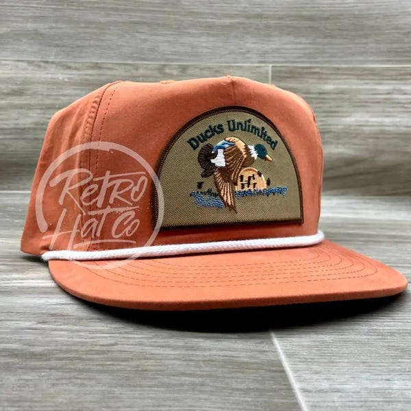 Retro Ducks Unlimited on Orange Retro Poly Rope Hat