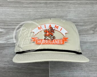 Vintage 90s Miami Hurricanes Patch on Retro Rope Hat