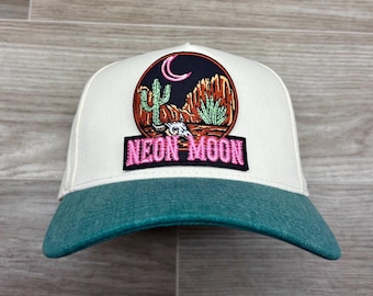 Neon Moon Patch on Natural/Teal Denim 2-Tone Retro Hat