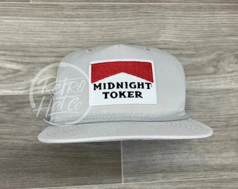 Midnight Toker Patch on Solid Smoke Gray Retro Rope Hat