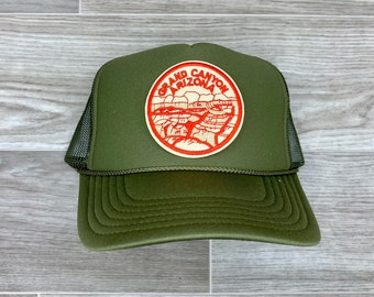 Grand Canyon (circle) Patch on Olive Meshback Trucker Hat