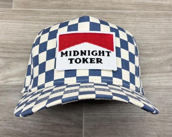 Midnight Toker Patch on Blue Denim/Natural Checkered / Vans Retro SnapBack Hat