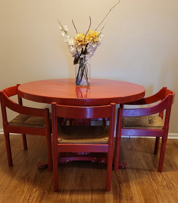 Vintage Mid-century Dining Table Set With Four Carimate Chairs - Etsy