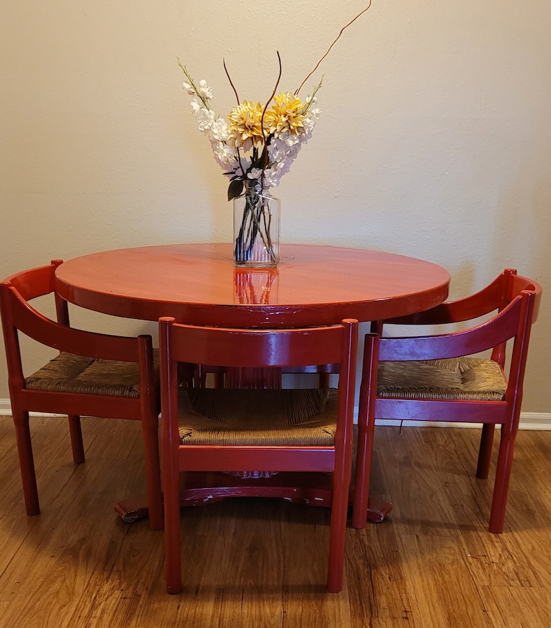 Vintage Midcentury Dining Table Set With Four Carimate Chairs by Vico Magistretti Etsy