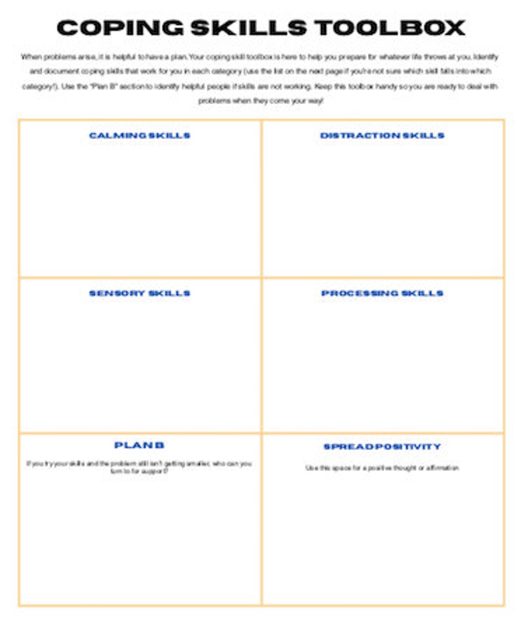 Coping Skill Toolbox - Etsy