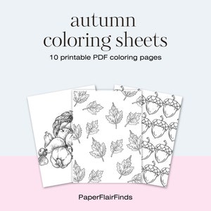 10 coloring pages, fall coloring pages, autumn coloring pages, kids coloring pages