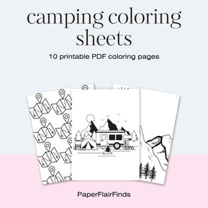 10 coloring pages, printable coloring pages, camping coloring pages, coloring book