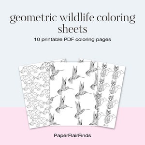 10 coloring pages, geometric coloring pages, wildlife coloring pages, adult coloring pages