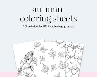 10 coloring pages, fall coloring pages, autumn coloring pages, kids coloring pages