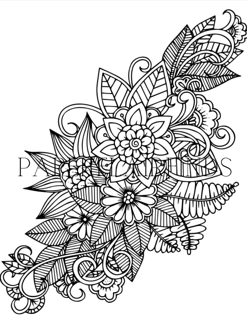 10 Coloring Pages, Printable Coloring Pages, Intricate Floral Coloring ...