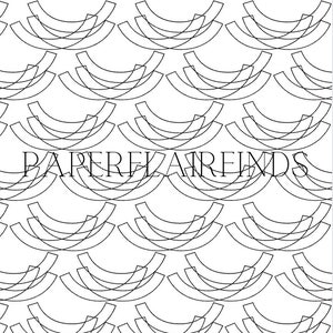 May include: Black and white geometric pattern with overlapping curved lines, creating a repeating design. The text "PAPER FLAIR" is centred in the middle of the image.