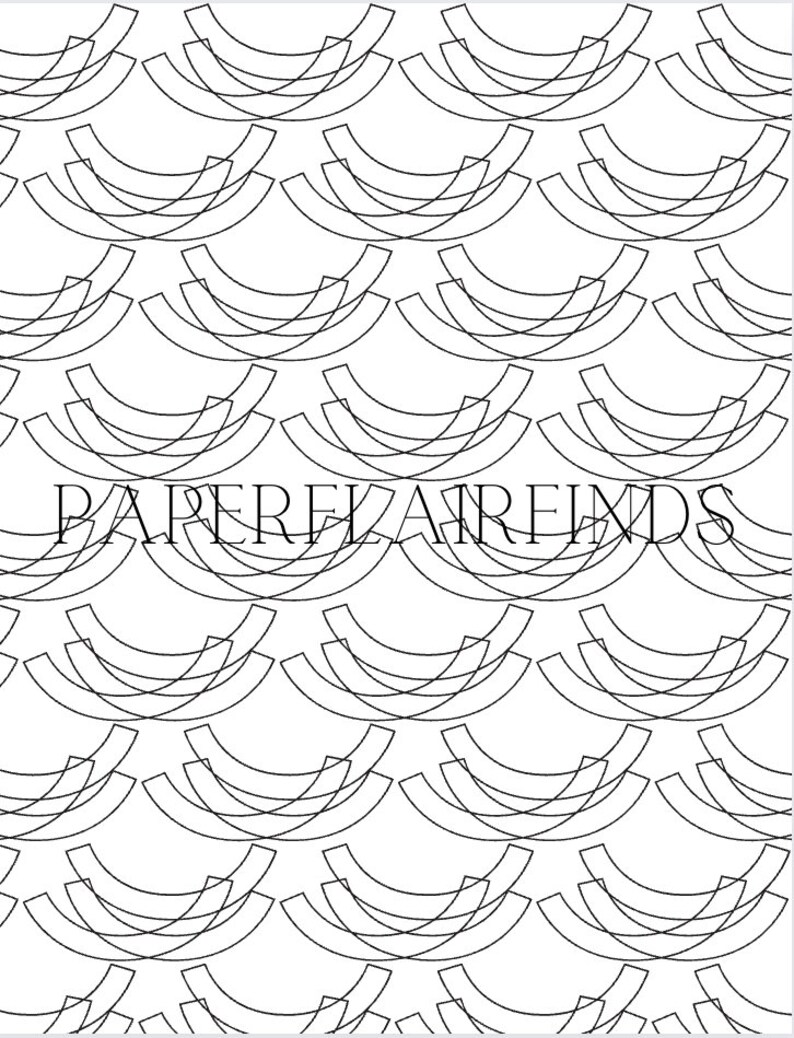 May include: Black and white geometric pattern with overlapping curved lines, creating a repeating design. The text "PAPER FLAIR" is centred in the middle of the image.