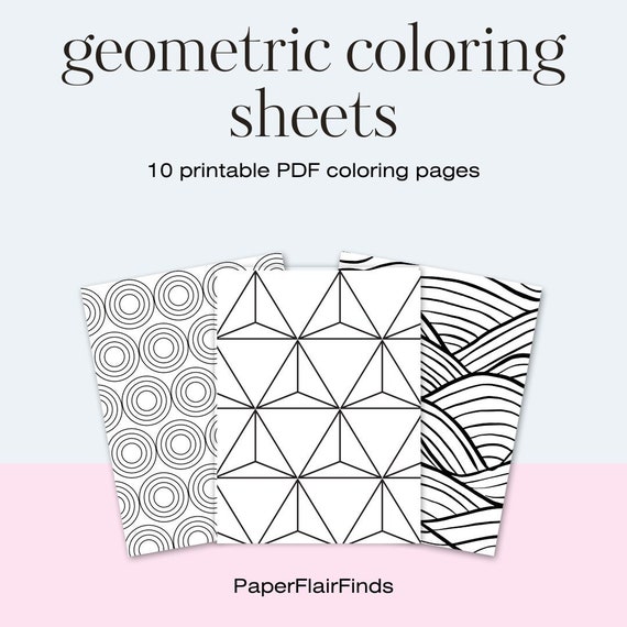 10 coloring pages, adult coloring pages, geometric coloring pages