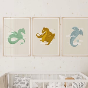 Milo&#39;s Dragons  |  Dragon Nursery Wall Art Set  |  Digital Download