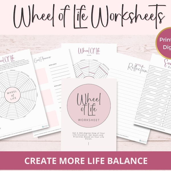 Wheel Of Life Balance Wheel Worksheets Printable Wheel of Life Coaching Tool Worksheet Goal Setting Planner Tool Personal Growth Worksheet