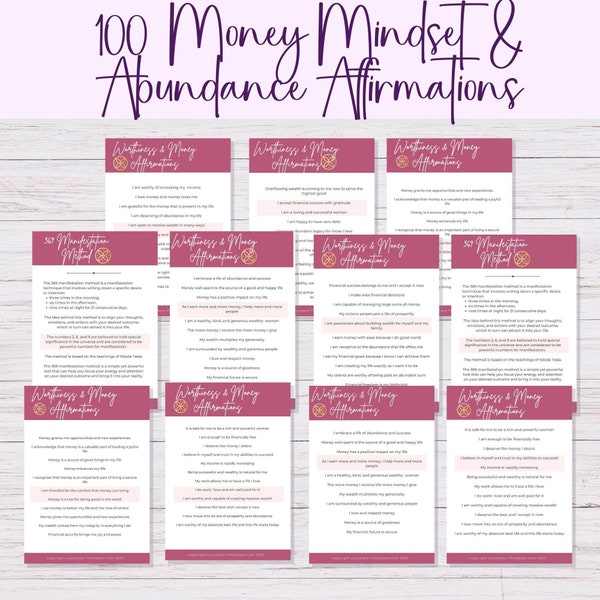 100 Money Mindset & Abundance Daily Affirmations 369 Manifestation Method for Financial Freedom and Prosperity