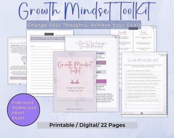 Growth Mindset Toolkit: Journal Prompts & Worksheets (Digital Download)