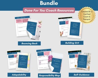 Resilience Worksheet Bundle for Coaches PLR, Editable Canva Templates, Done For You Client Resources