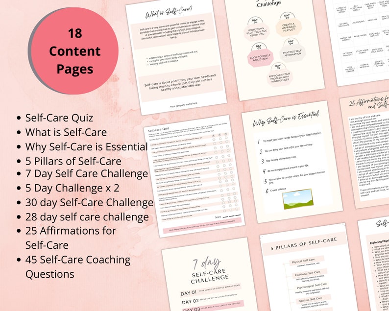 Self-care Planner Canva Template Self Care Journal Coach - Etsy