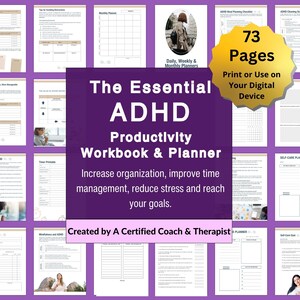 ADHD 生産性ワークブック デイリープランナー 大人向け ADHD オーガナイザー セルフケアプランナー 月間・週間目標設定 ADHD ジャーナル 印刷可能 日付なし