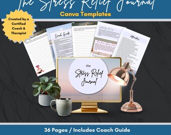 Stressabbau Journal Coach Vorlage, 30 tägliche Anweisungen, Done For You Inhalt, Bearbeiten in Canva, PLR
