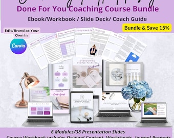 Overcoming People-Pleasing Course Bundle: Workbook, Slides, Coach Guide (PLR Canva Template)