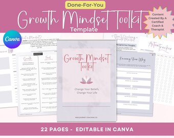 Growth Mindset Coaching Worksheets: Canva Journal Prompts (Digital Download)