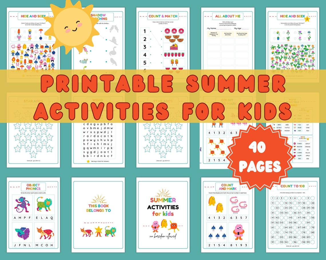 35 Summer Activities for Kids Printable Summer Activity Book for Kids Fun Summer Games 2023 Fun ...