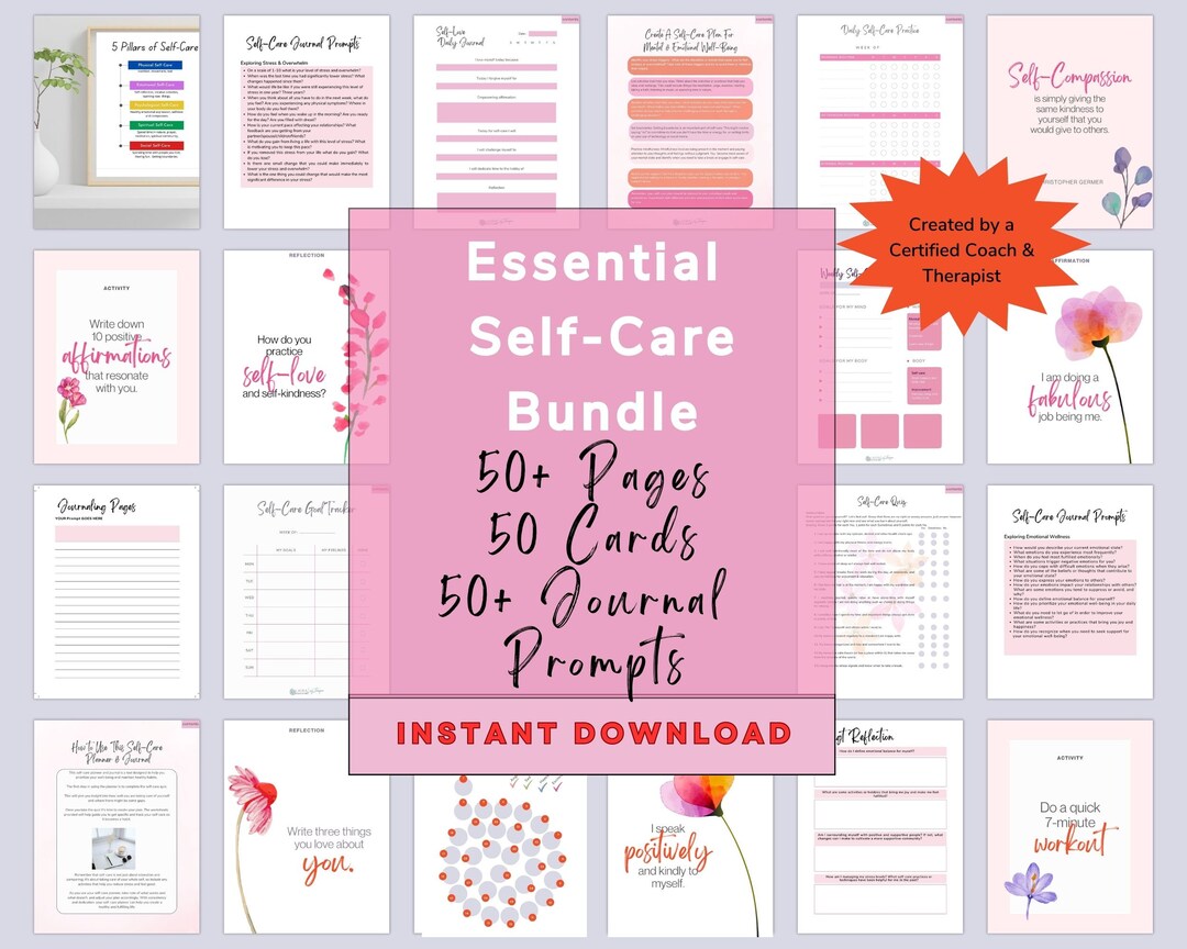 Self-care Planner Bundle Self-care Journal Self Care Card Decks Bundle ...