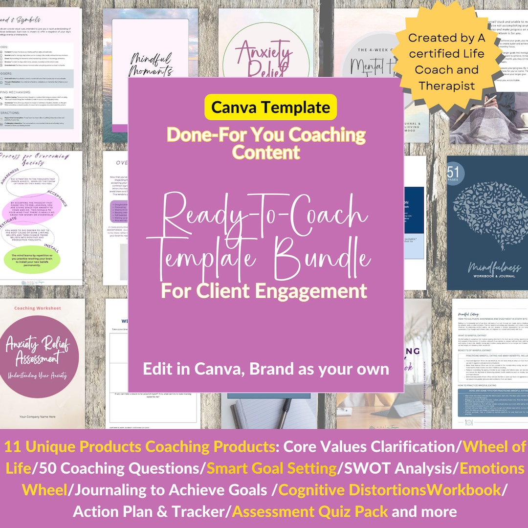 Life Coaching Template Bundle Canva Worksheets Ready-to-coach Workbook ...