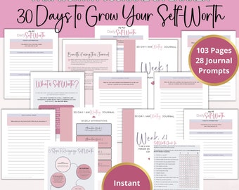 Self-Worth Journal: 30-Day Guided Workbook (Digital Download)