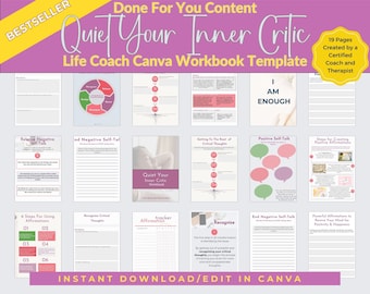 Inner Critic Workbook Canva Template: Life Coach Resources (Digital Download)