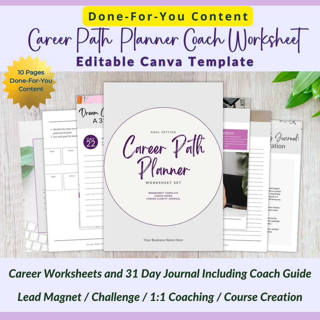 Career Path Planner: Coaching Worksheet Templates (canva Editable, PLR ...