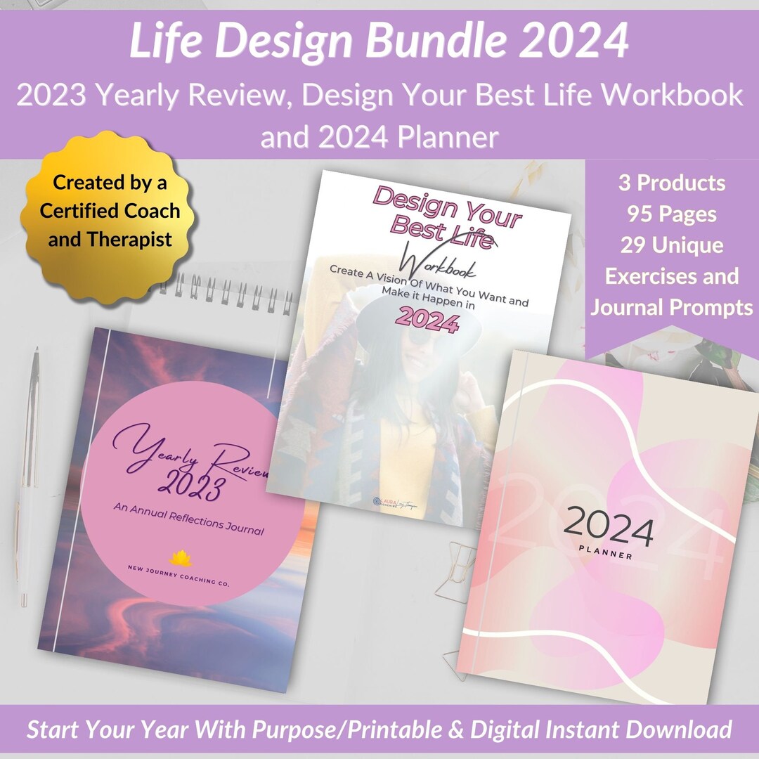 Design Your Life 2024 Planner Workbook Bundle 2024 Journal Prompts Goal ...