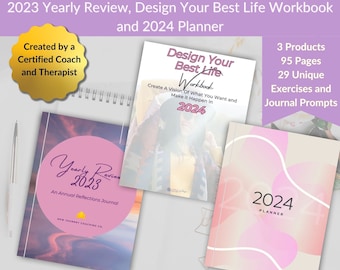 Design Your Life 2024 Planner Workbook Bundle 2024 Journal Prompts Goal Planning and Reflections Create Your Vision Manifest Your Dream Life